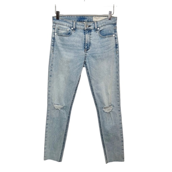 Rag & Bone Cate Light Wash Mid Rise Women’s Ankle Fray Jeans Sz 27 - Picture 2 of 14